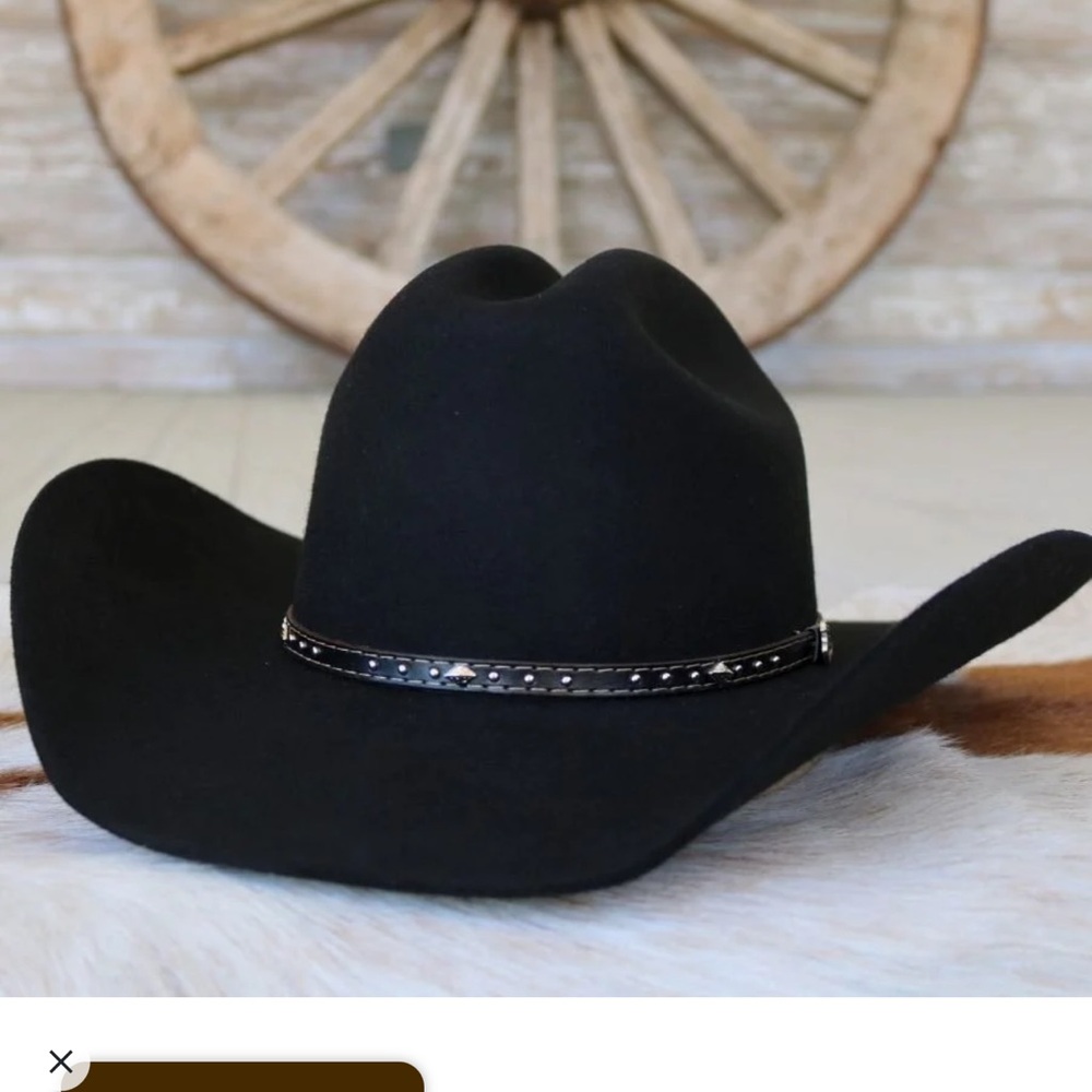 Justin Boots XX Wool Black Western Hat with Embellished Band SZ 7